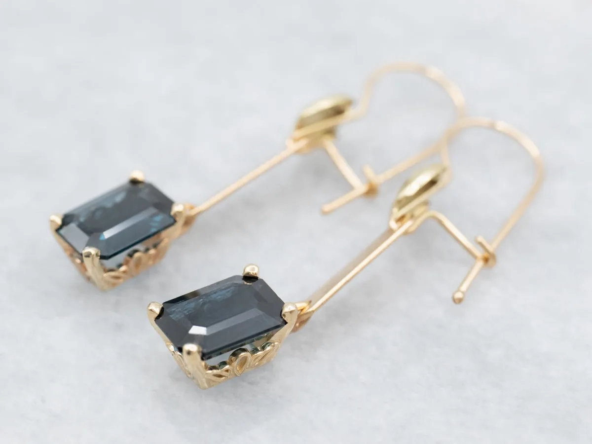 Botanical Blue Sapphire Drop Earrings