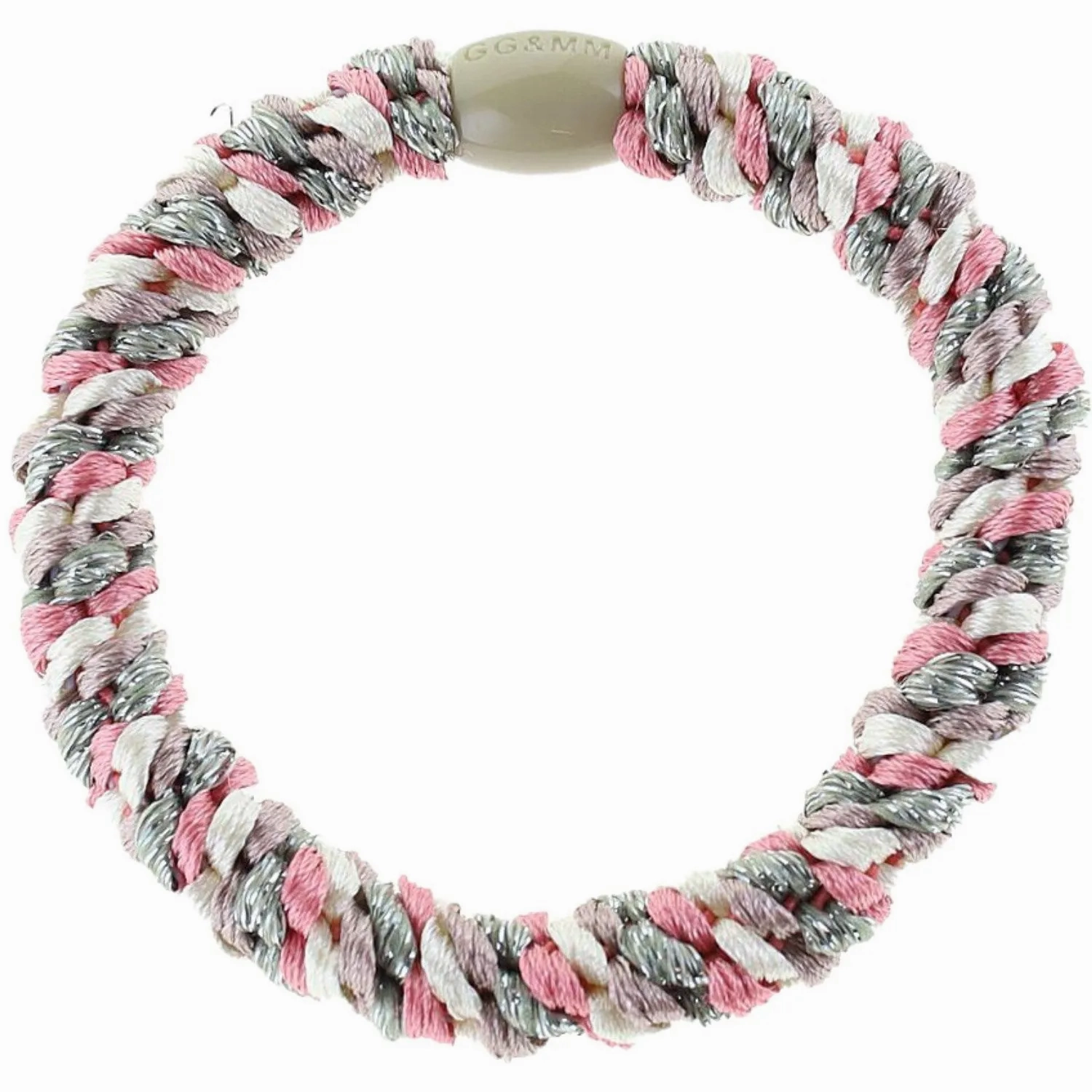 Bow's by St?r Braided Hair Elastic - Multi Grey/White/Rose Glitter 6-pack