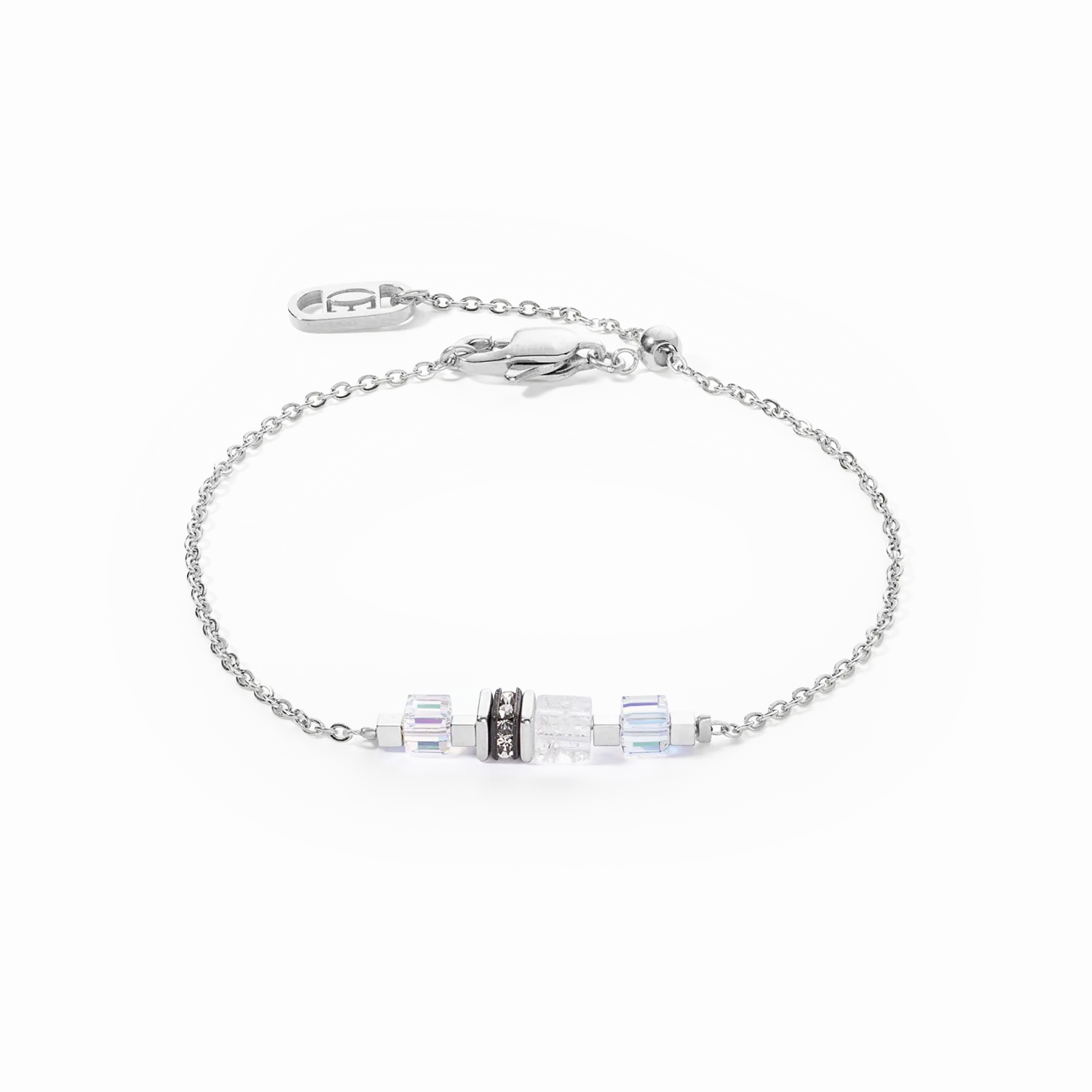 Bracelet Mini Cubes &amp; Chain silver-white