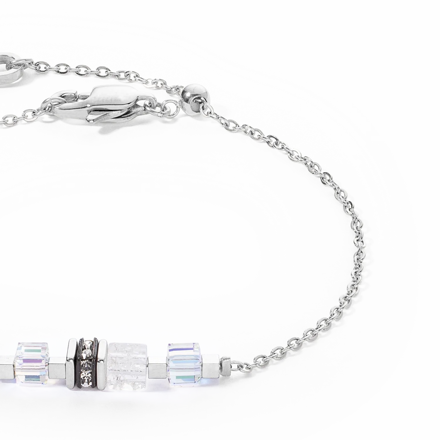 Bracelet Mini Cubes &amp; Chain silver-white