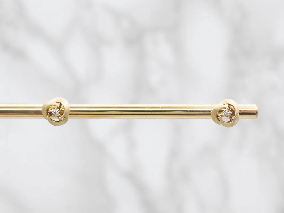 Brushed Gold Swirl Diamond Stud Earrings