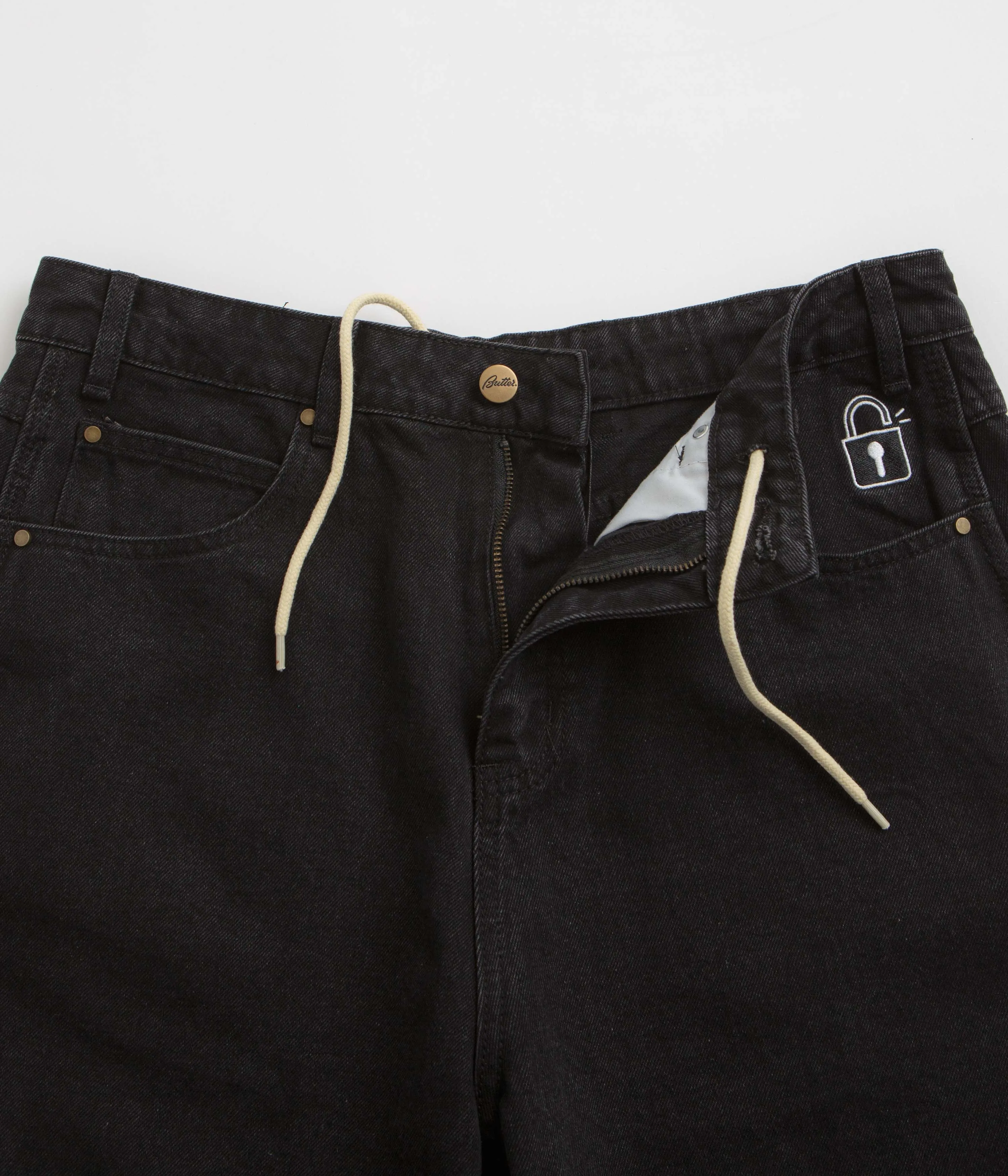 Butter Goods Lock Denim Shorts - Flaches Schwarz Butter Goods