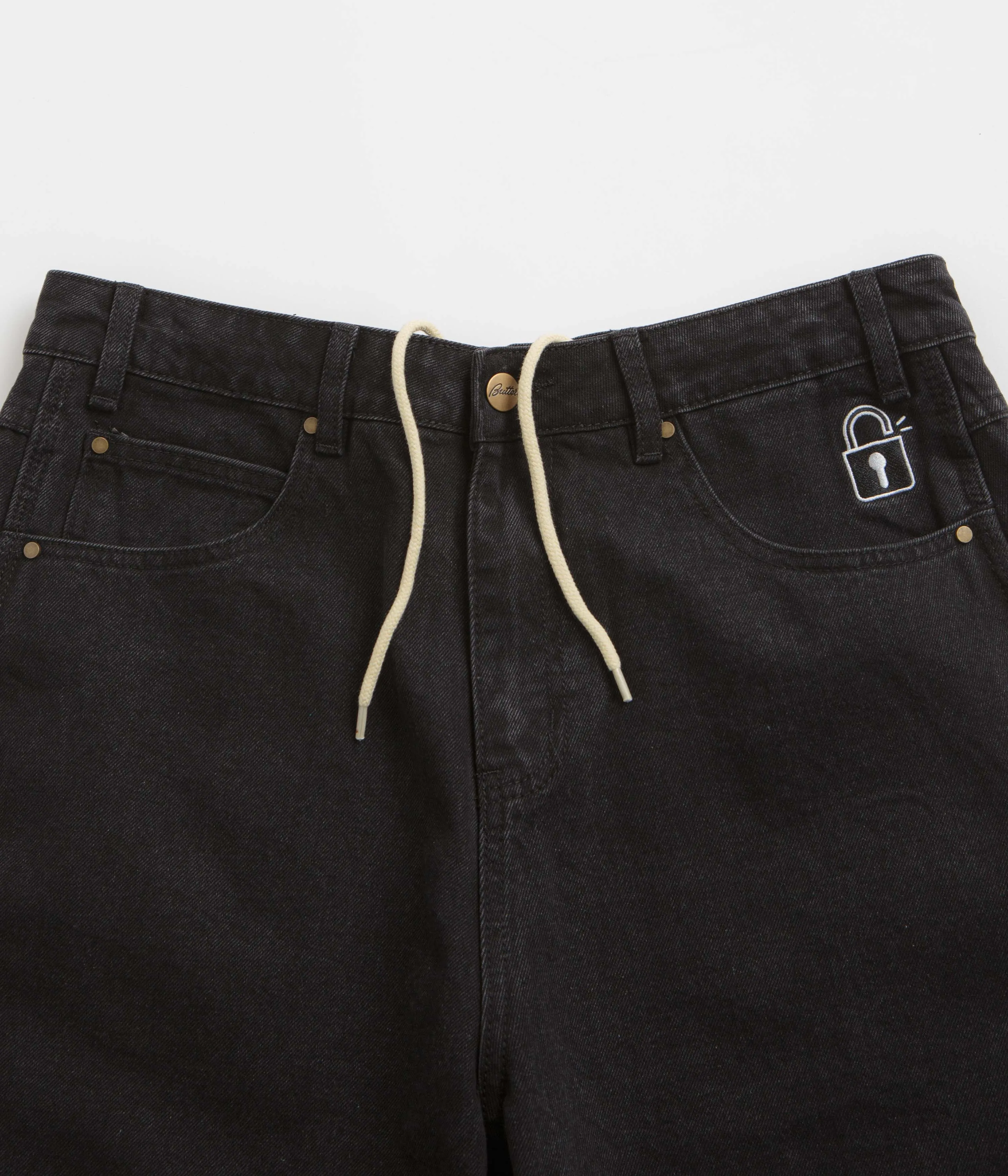 Butter Goods Lock Denim Shorts - Flaches Schwarz Butter Goods