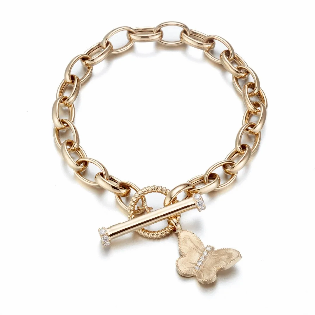 Butterfly &amp; Diamond Charm Bracelet