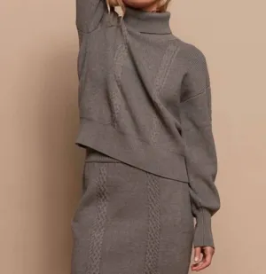 Kabelpullover in Taubenblau