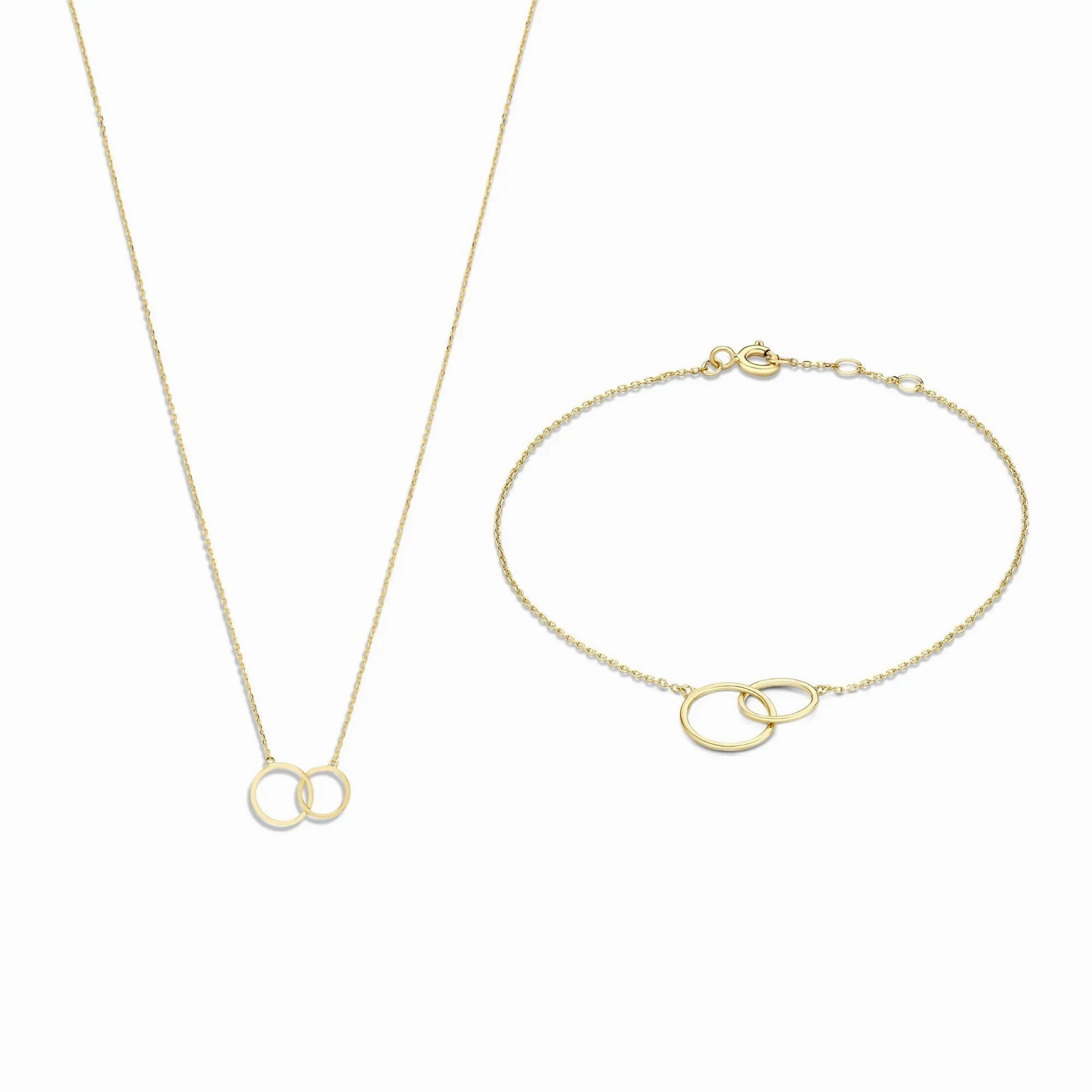 Cadeau d'Isabel 14 karat gold necklace &amp; bracelet gift set with rings