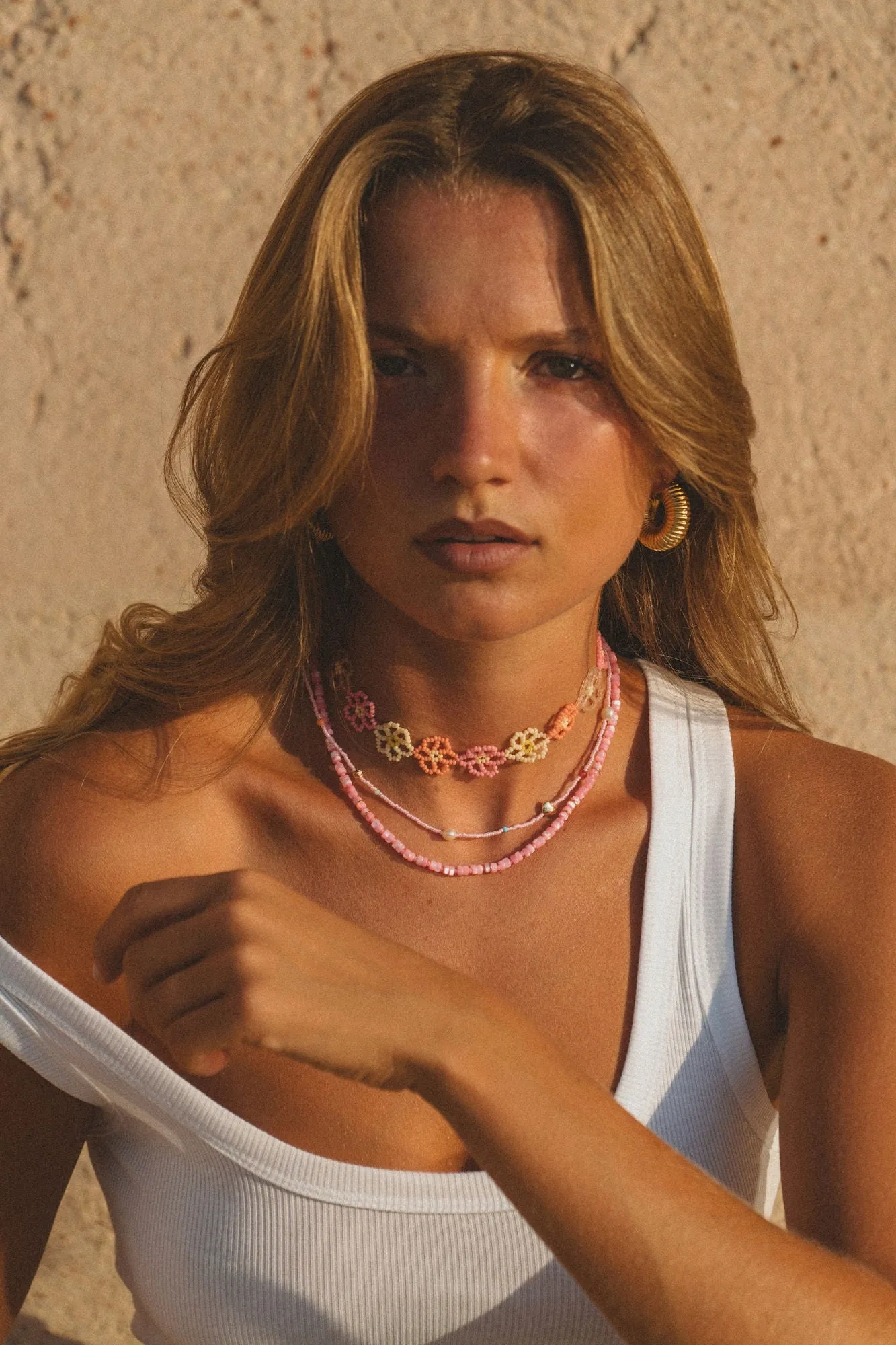 Calypso Gold Plated Necklace w. Beads &amp; Pearl