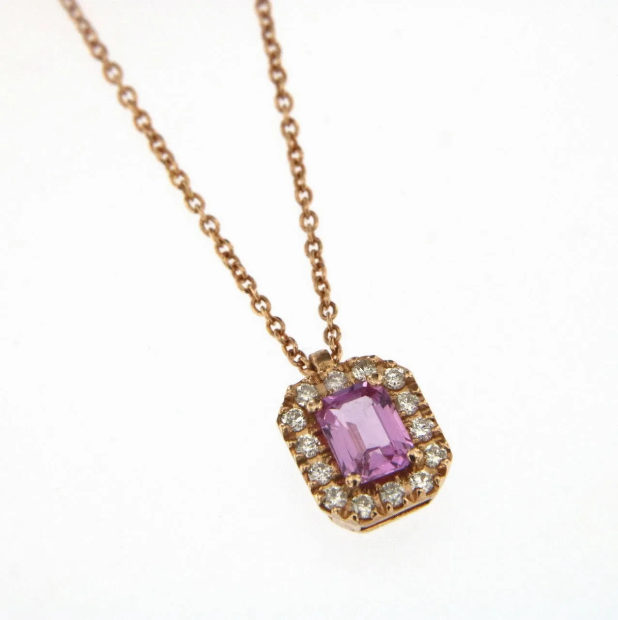 Candy 18K Rose Gold Necklace w. Diamonds &amp; Pink Sapphire