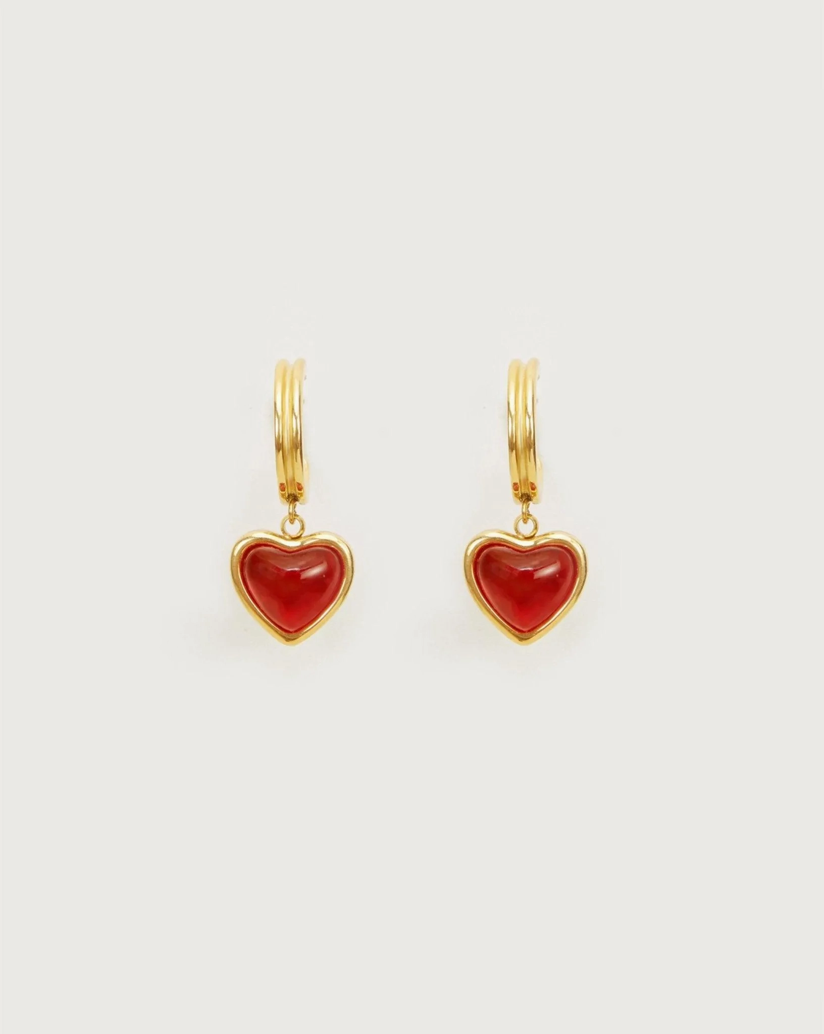 Carnelian Stone Hoop Earrings