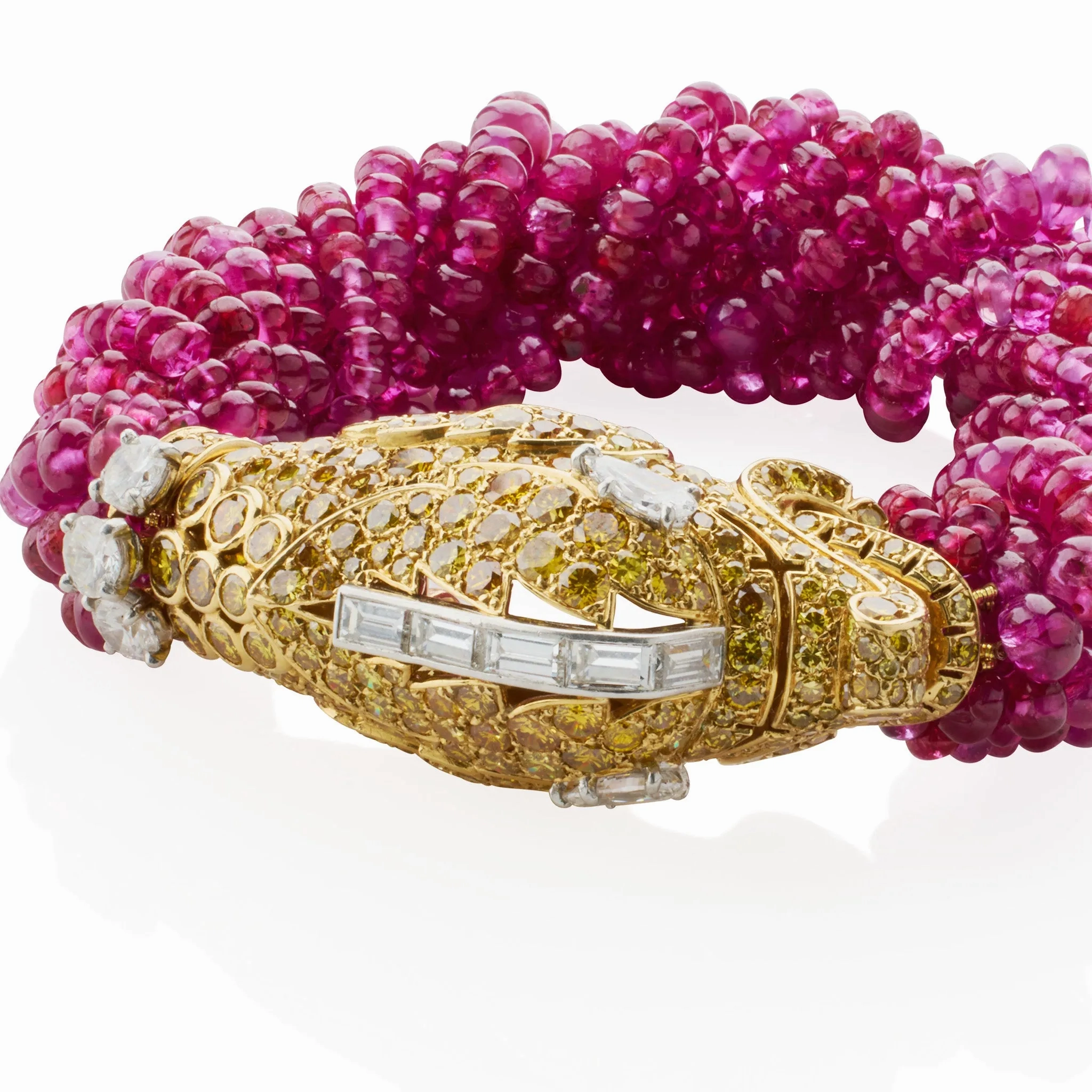 Cartier Paris Diamond and Ruby Chimera Head Bracelet