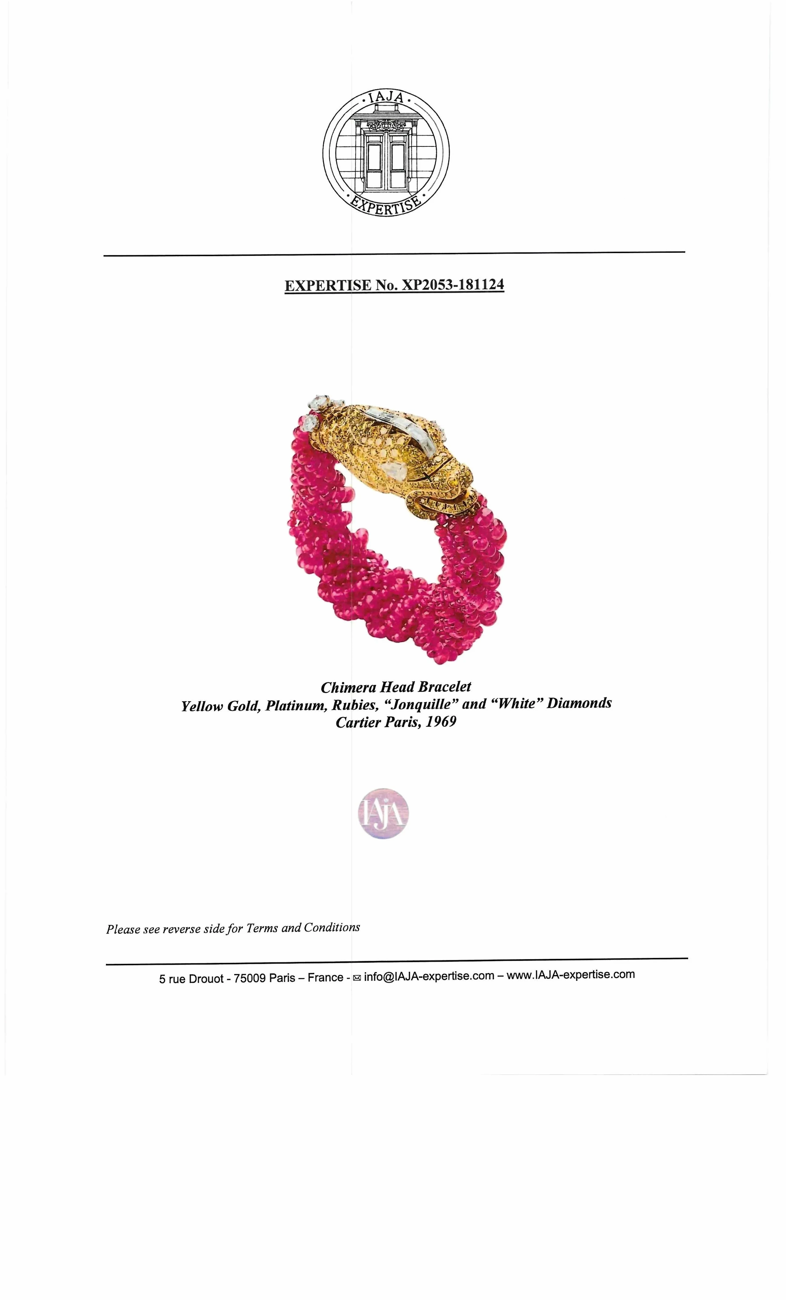 Cartier Paris Diamond and Ruby Chimera Head Bracelet