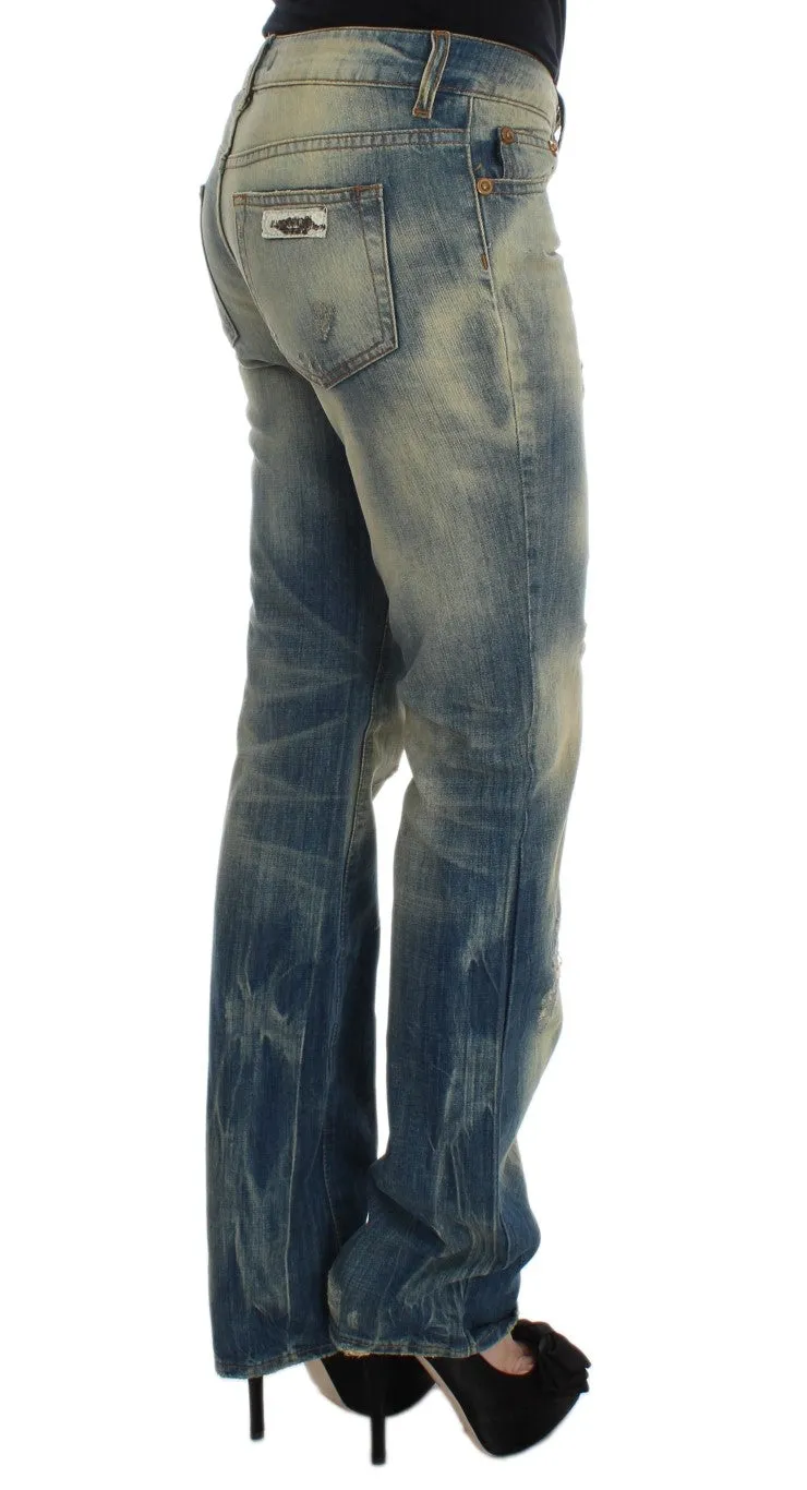 Cavalli Wash Baumwoll-Slim Fit Bootcut Damenjeans