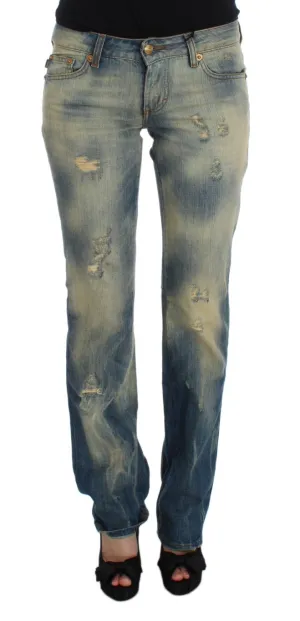 Cavalli Wash Baumwoll-Slim Fit Bootcut Damenjeans