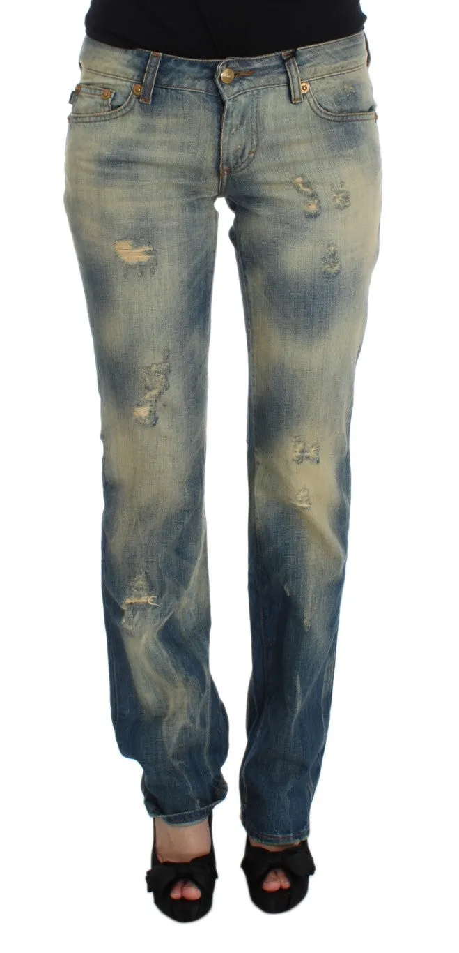 Cavalli Wash Baumwoll-Slim Fit Bootcut Damenjeans