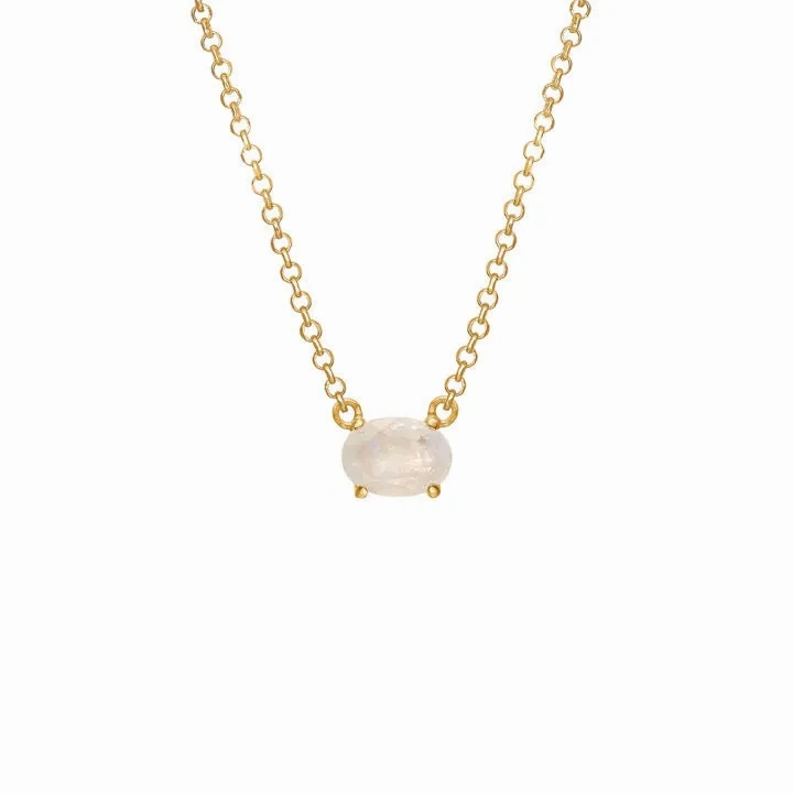 Chain Rainbow 18K Gold Plated Necklace w. Moonstone