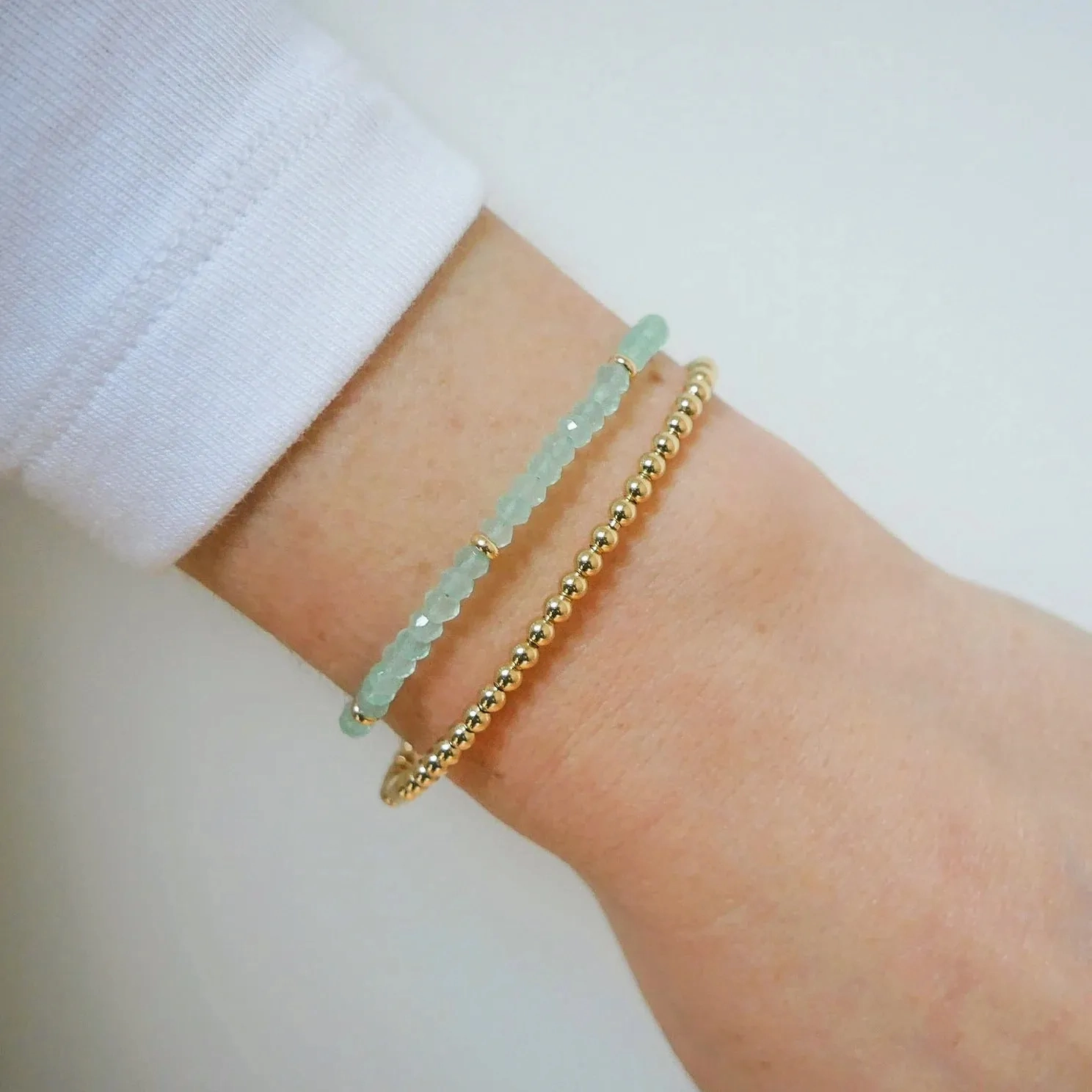 Chalcedony Birthstone Bead Bracelet