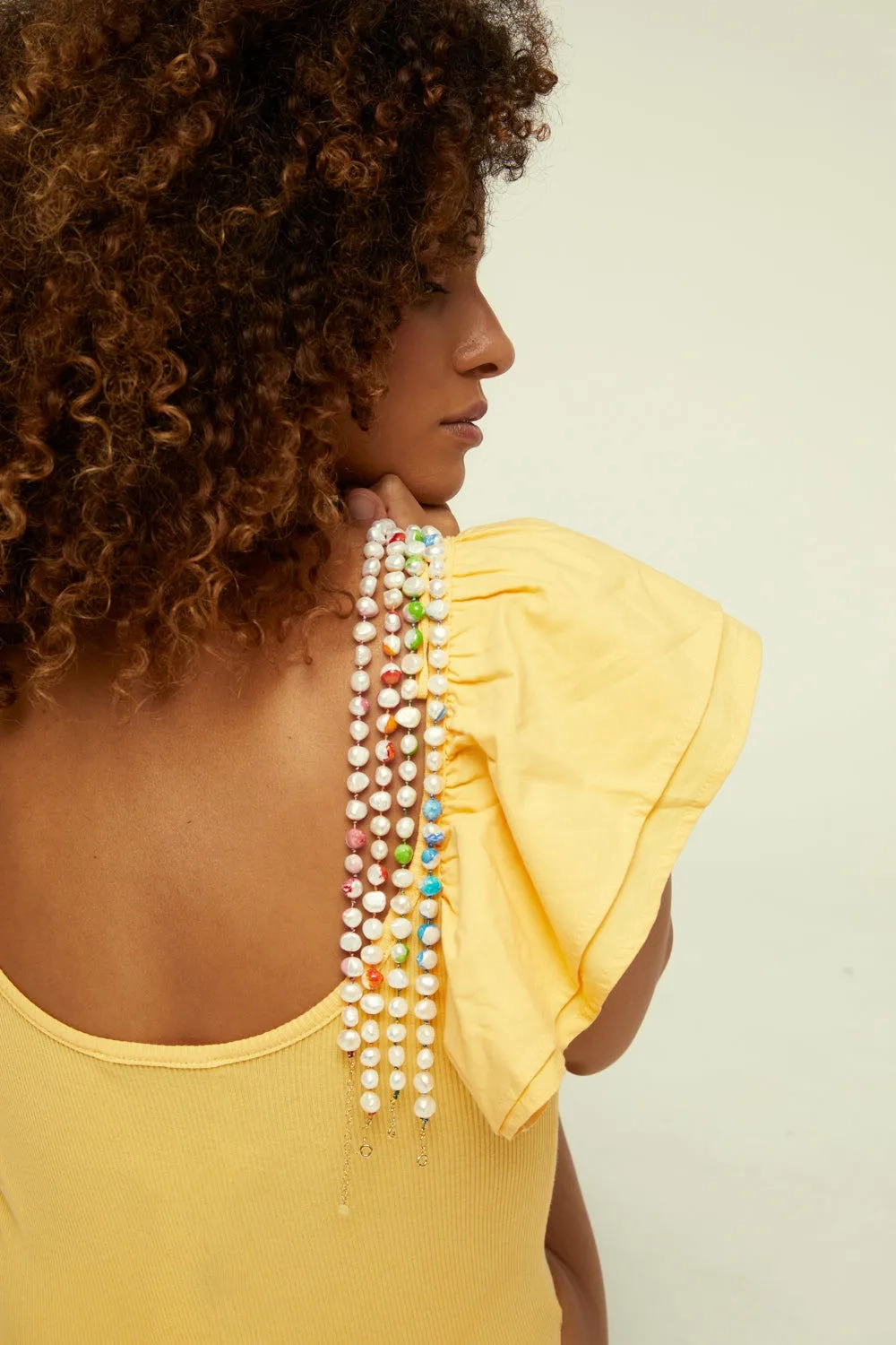 Choker Bah??a Blue 18K Gold Plated Necklace w. Pearls