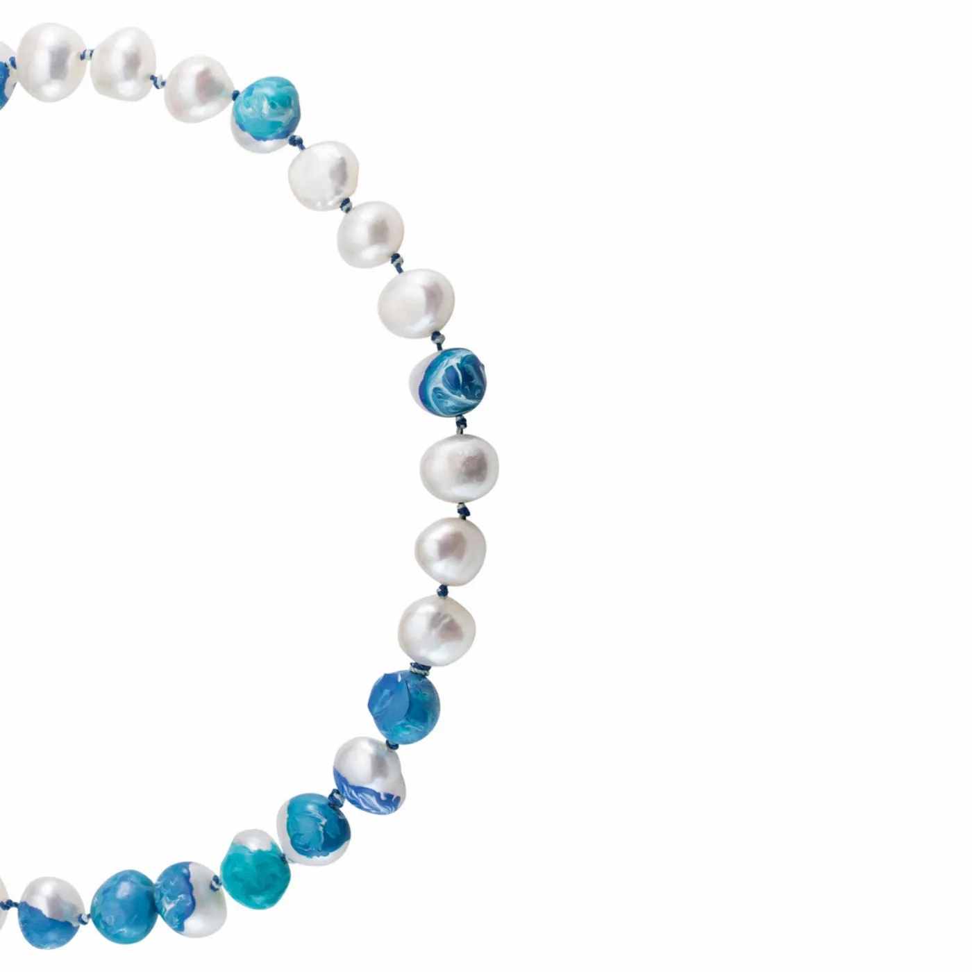Choker Bah??a Blue 18K Gold Plated Necklace w. Pearls