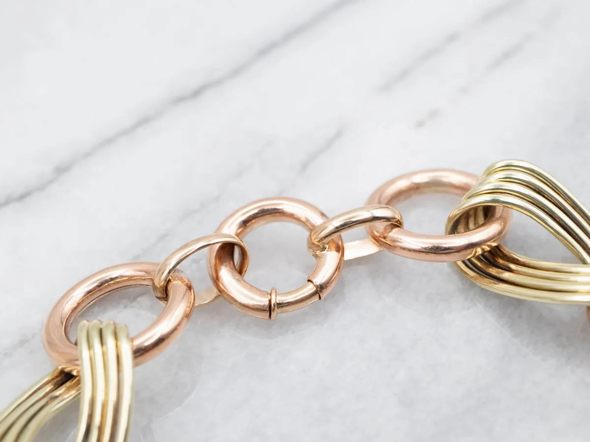 Chunky Two Tone Gold Chain Link Bracelet