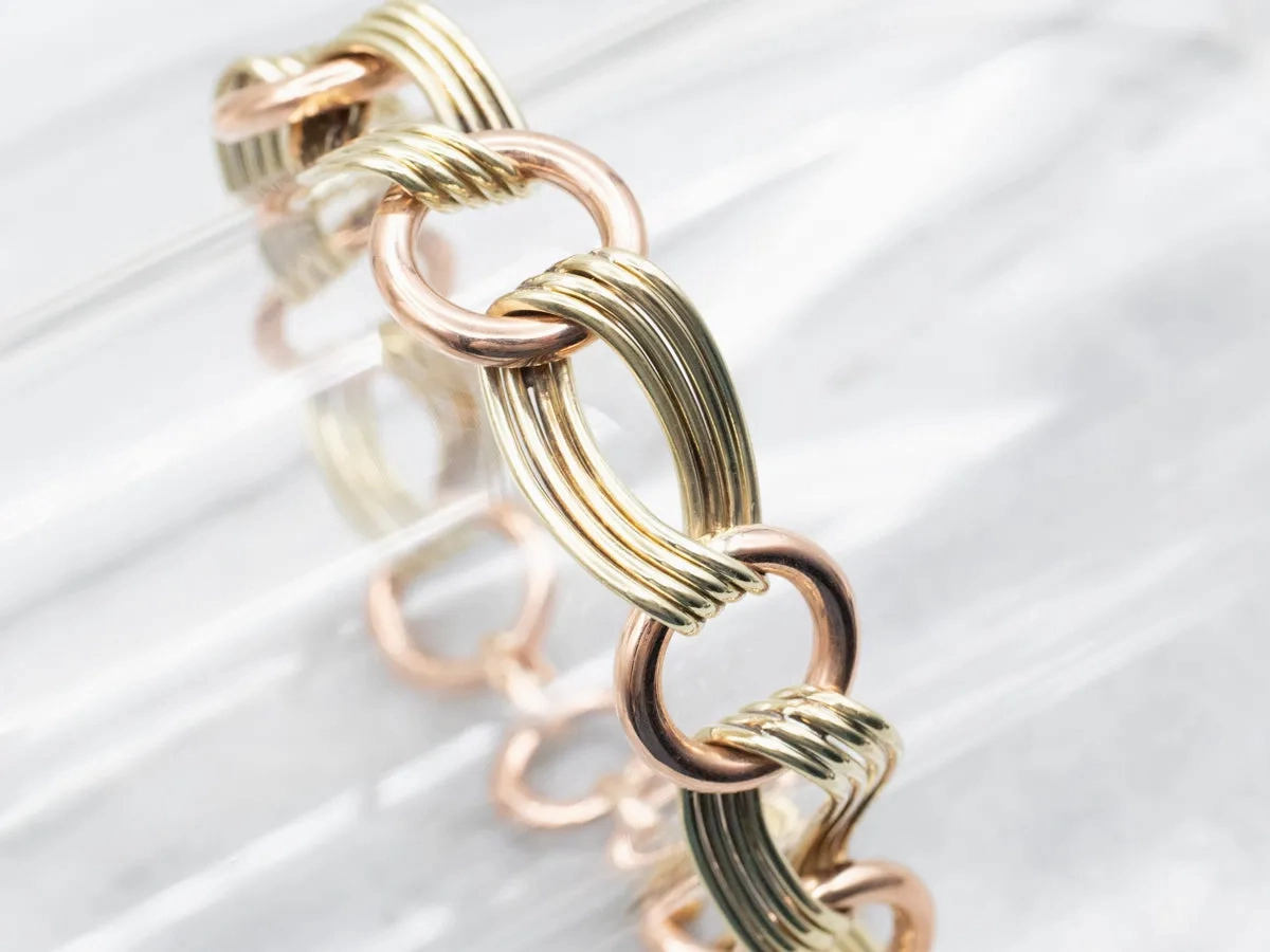 Chunky Two Tone Gold Chain Link Bracelet