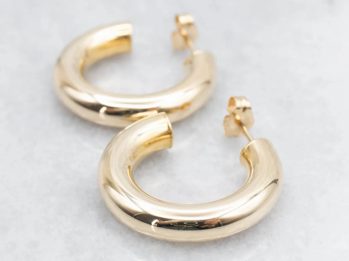 Chunky Yellow Gold Hoop Earrings