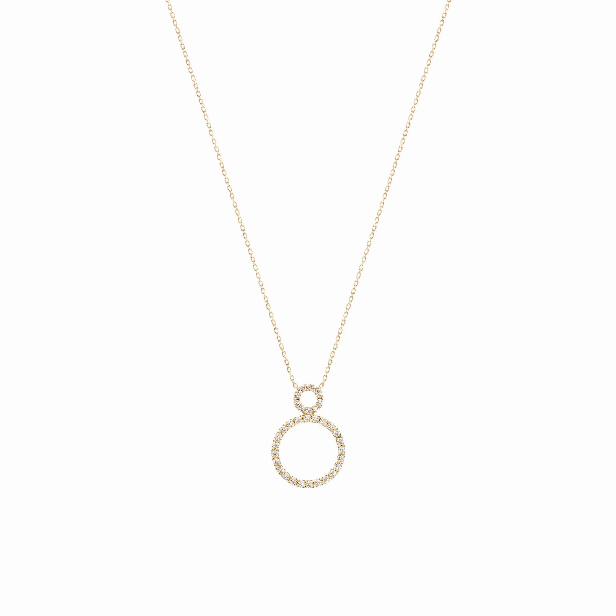 Circle 18K Gold Necklace w. Diamonds