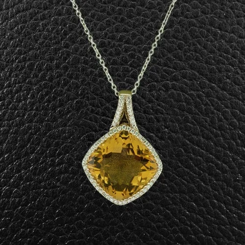 Citrine &amp; Diamond Pendant
