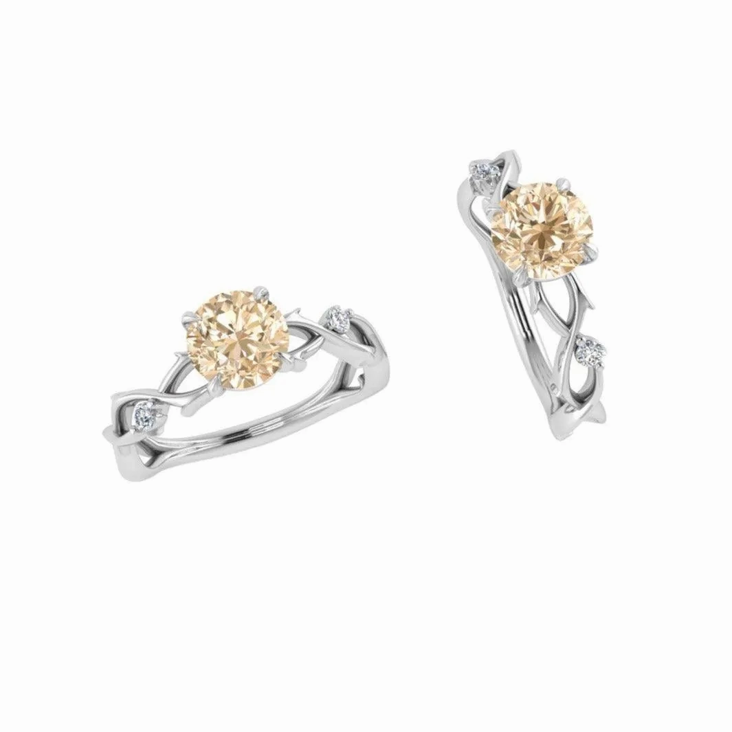 Citrine and and Diamond Twist Band Ring