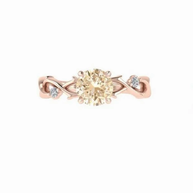 Citrine and and Diamond Twist Band Ring