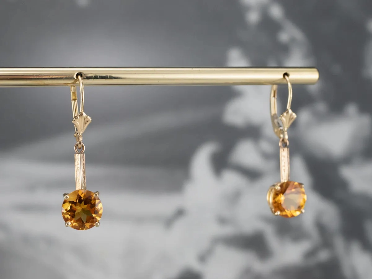 Citrine and Gold Drop Earrings