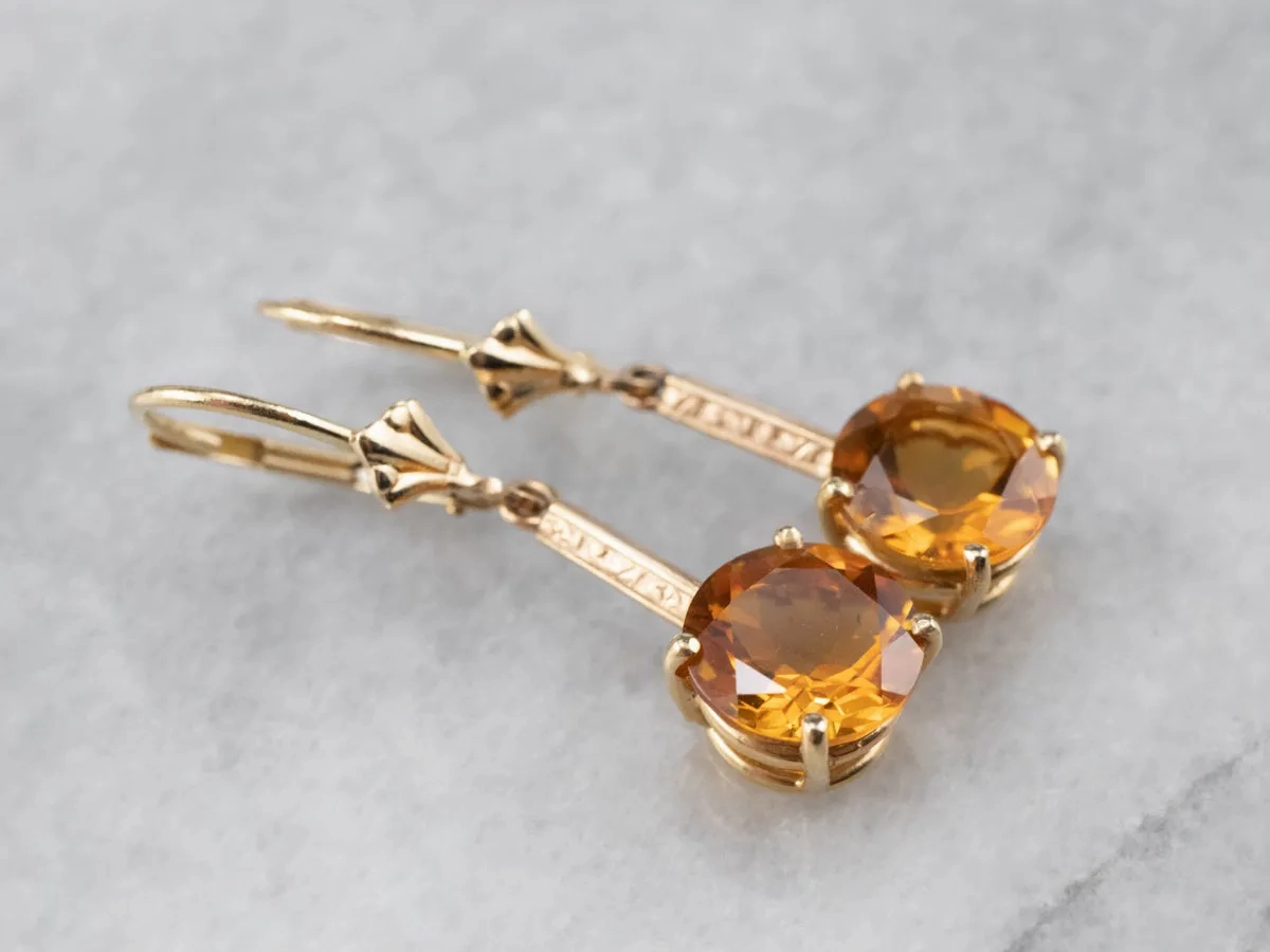 Citrine and Gold Drop Earrings