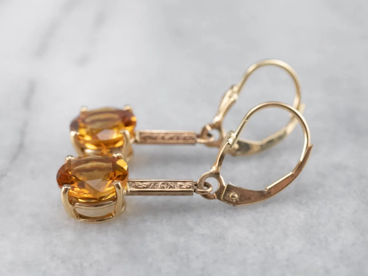 Citrine and Gold Drop Earrings