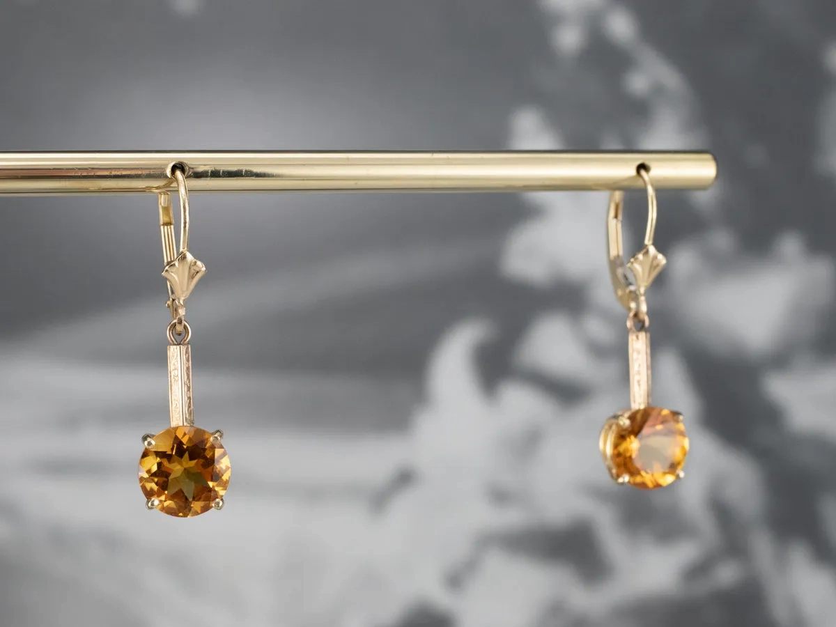 Citrine and Gold Drop Earrings