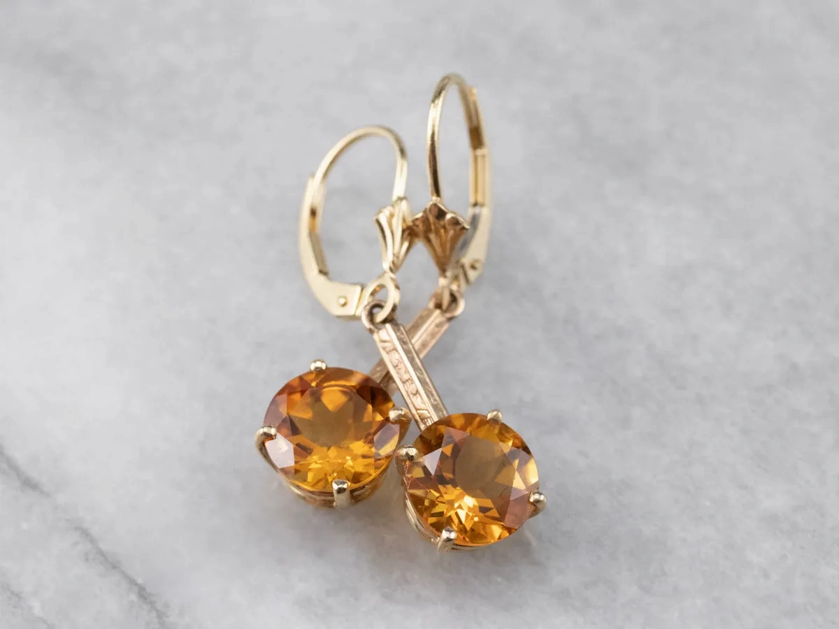 Citrine and Gold Drop Earrings