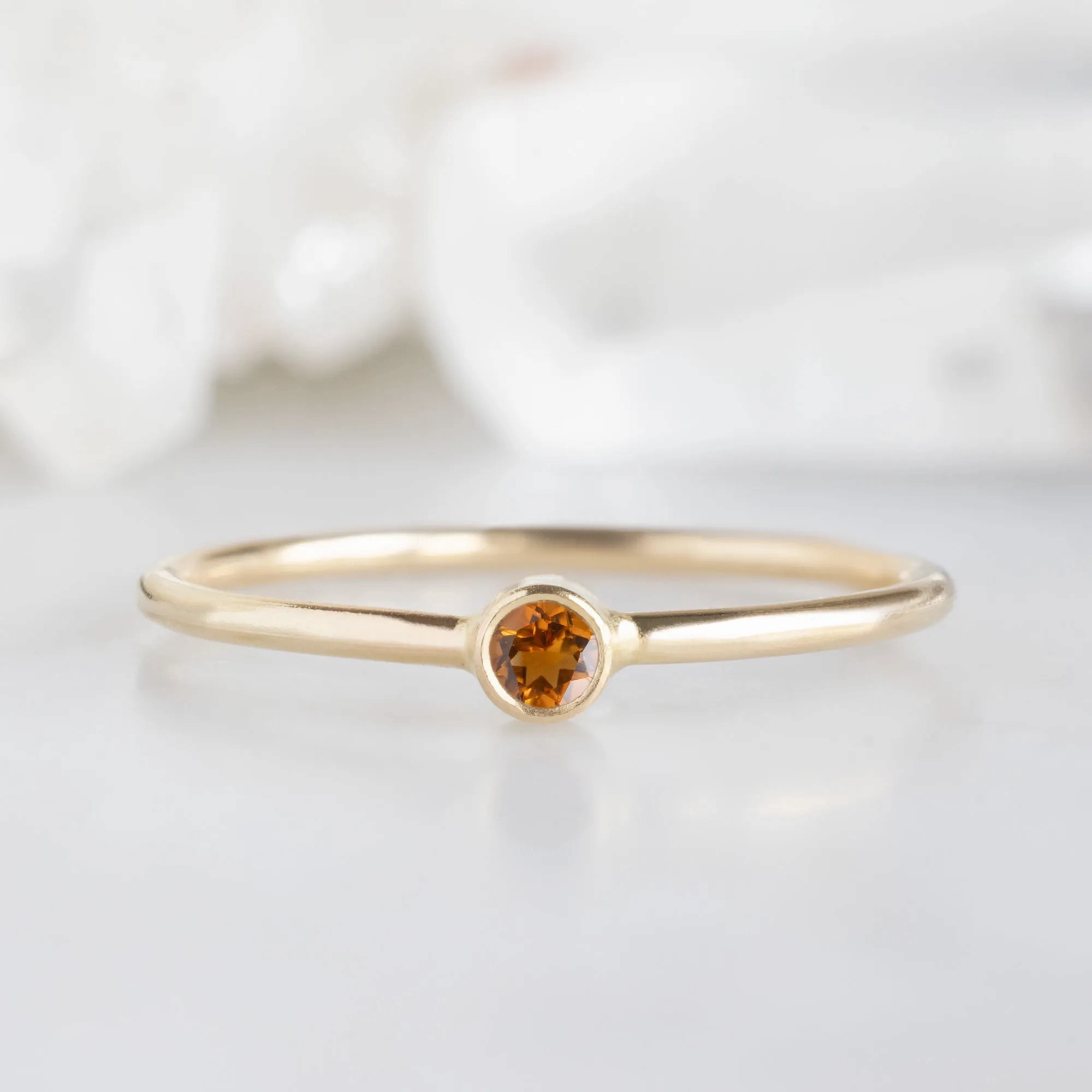 Citrine Birthstone Stacking Ring | Yellow, Rose or White Gold