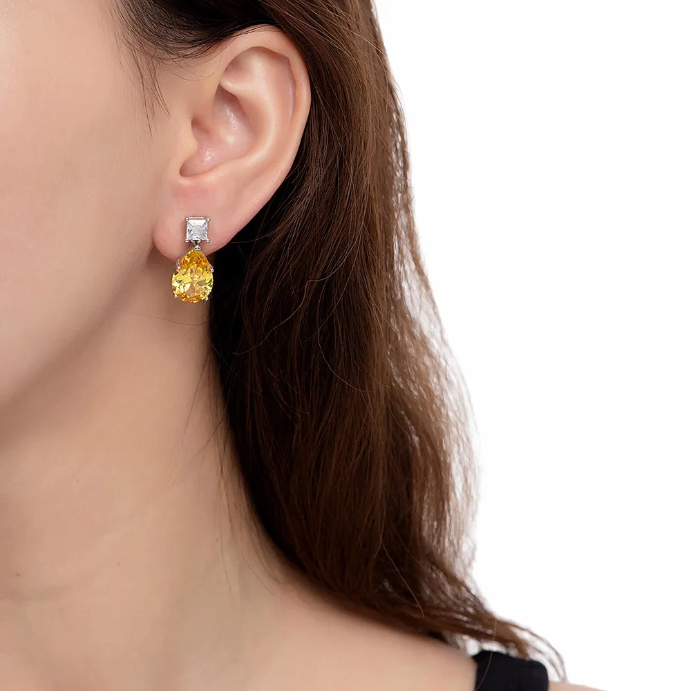 Citrine Gemstone Statement Earrings