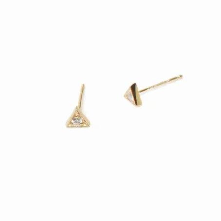 Cl??o Triangle Studs  - Gold &amp; Diamond