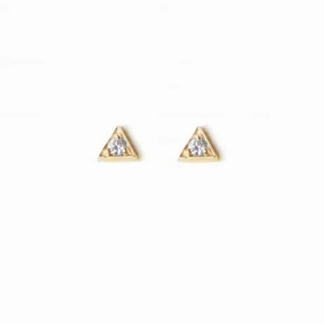 Cl??o Triangle Studs  - Gold &amp; Diamond