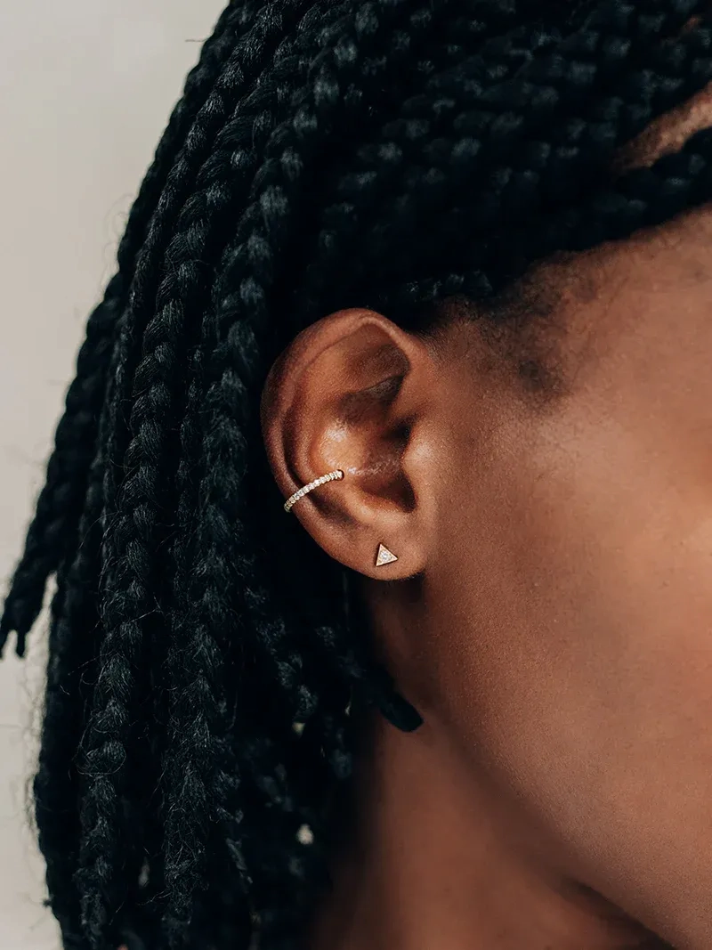 Cl??o Triangle Studs  - Gold &amp; Diamond