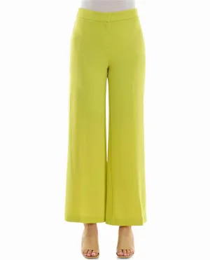 Claire Stretch Crepe Weite Bein Hose In Citrin