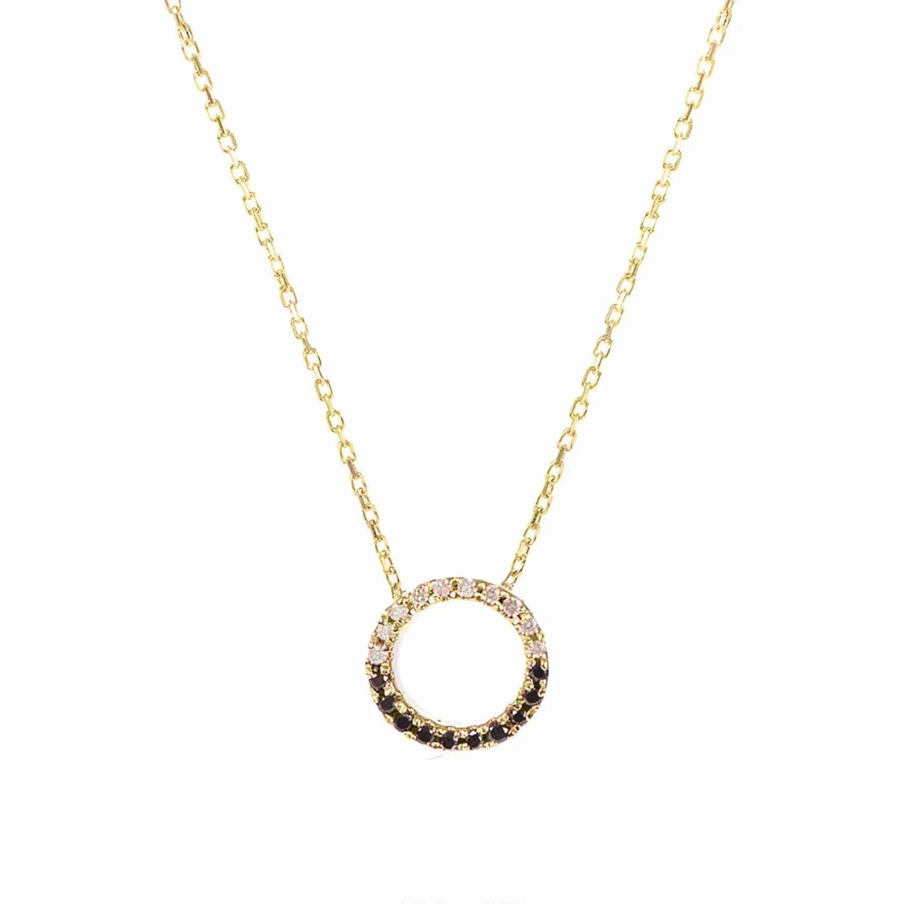 Claire 18K Gold Necklace w. Black &amp; White Diamonds
