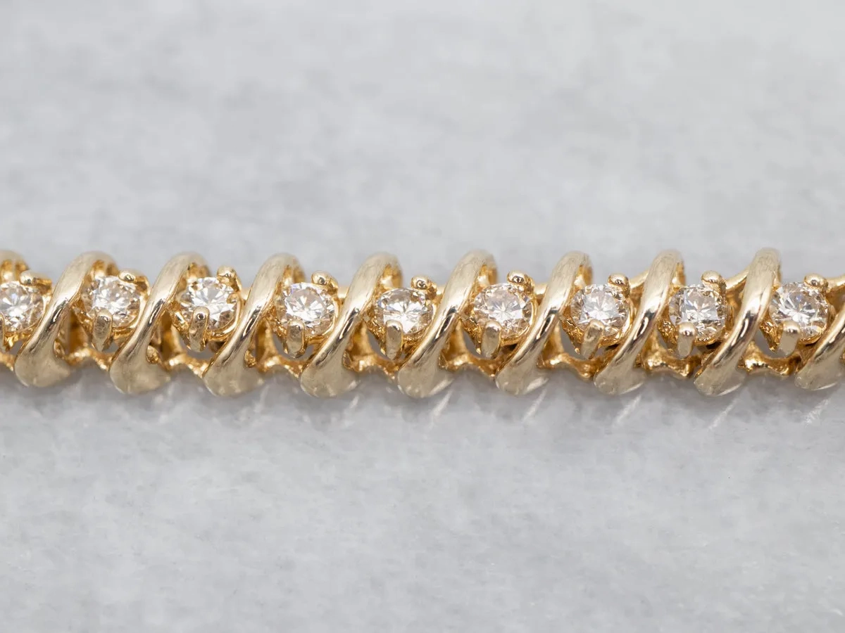 Classic Yellow Gold Diamond Tennis Bracelet