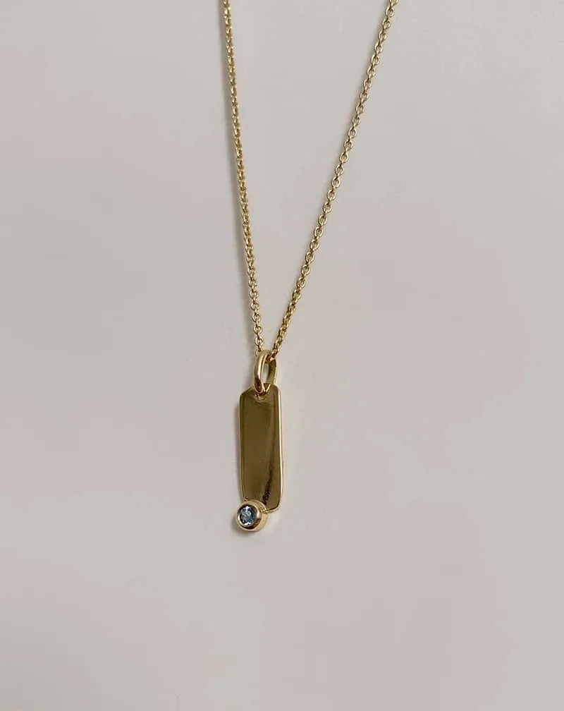 Coralie Grzes | Alice Amulet of March 18K Gold Necklace w. Aquamarine