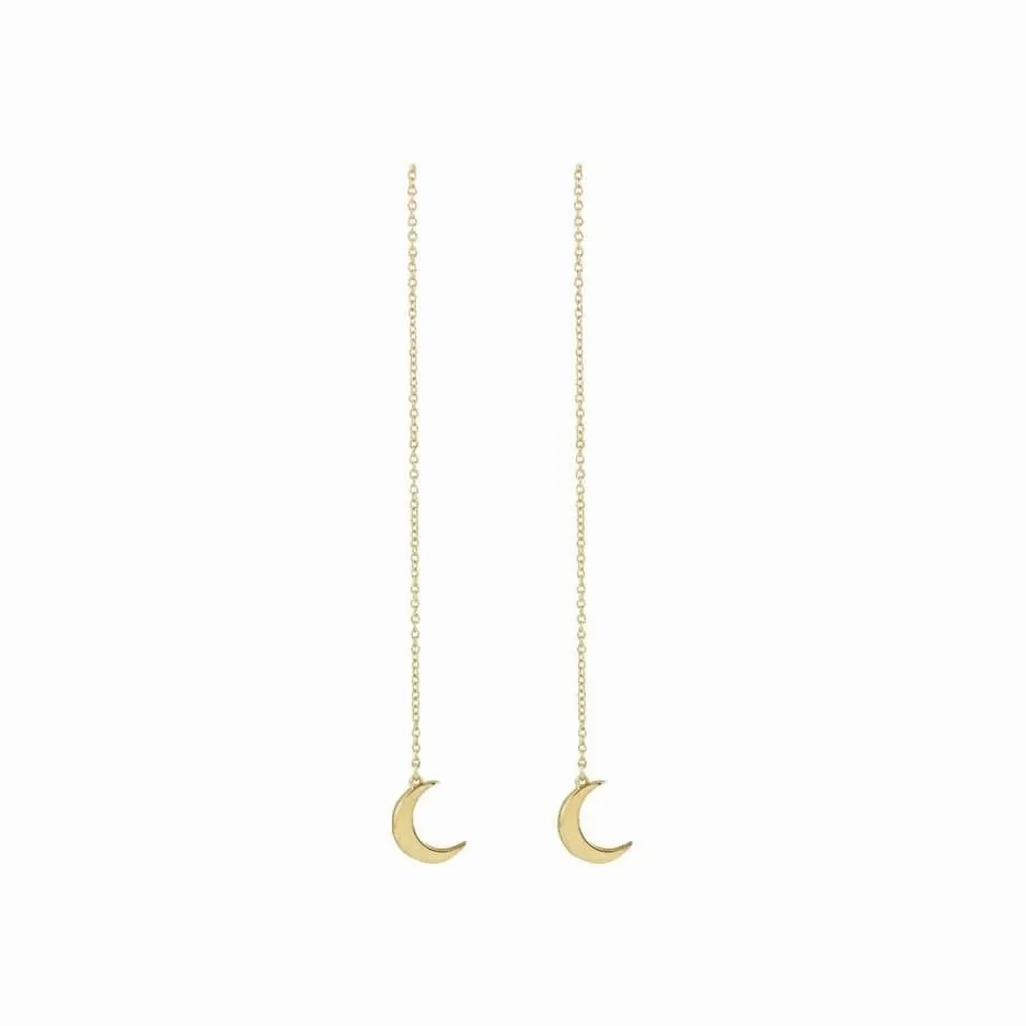 Crescent Moon Threader Earrings