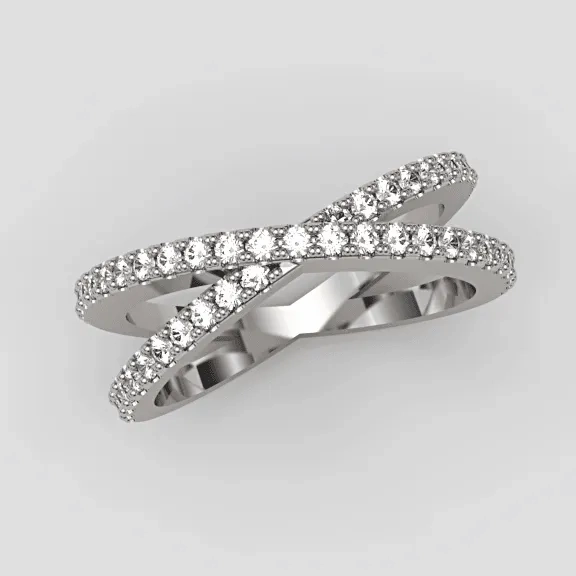 Criss Cross X Diamond Ring 14k Gold