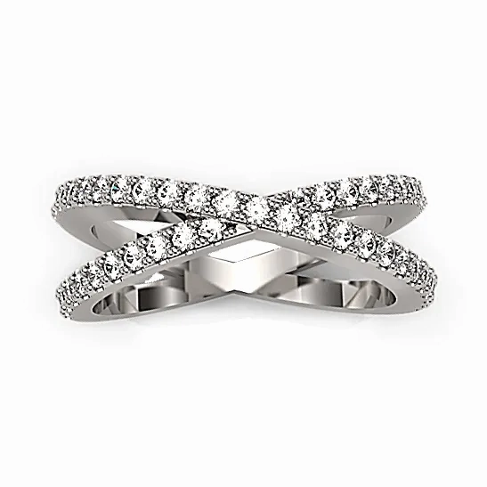 Criss Cross X Diamond Ring 14k Gold