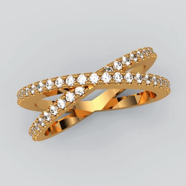 Criss Cross X Diamond Ring 14k Gold
