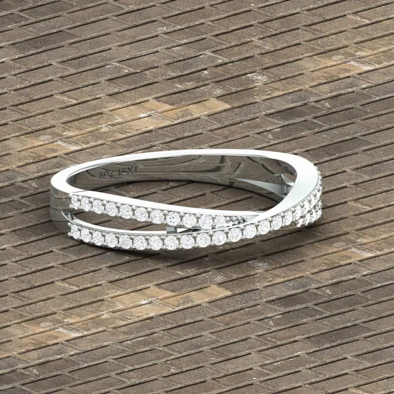 Crisscross Natural Diamond Pave Band in 18K Gold