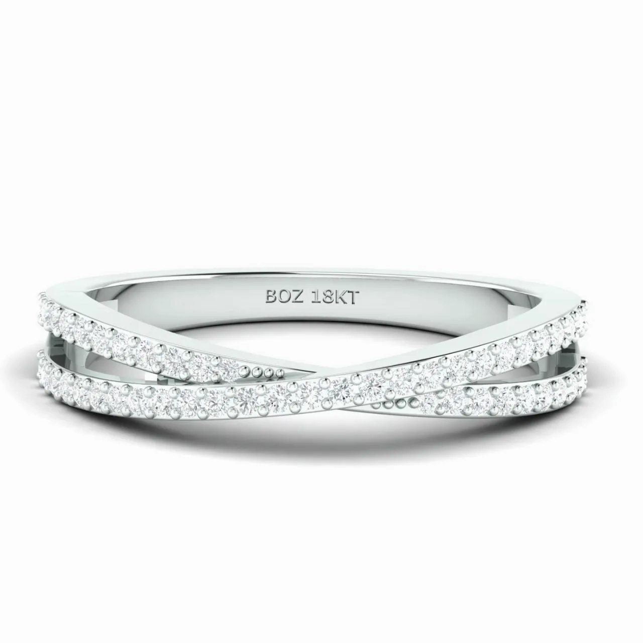 Crisscross Natural Diamond Pave Band in 18K Gold