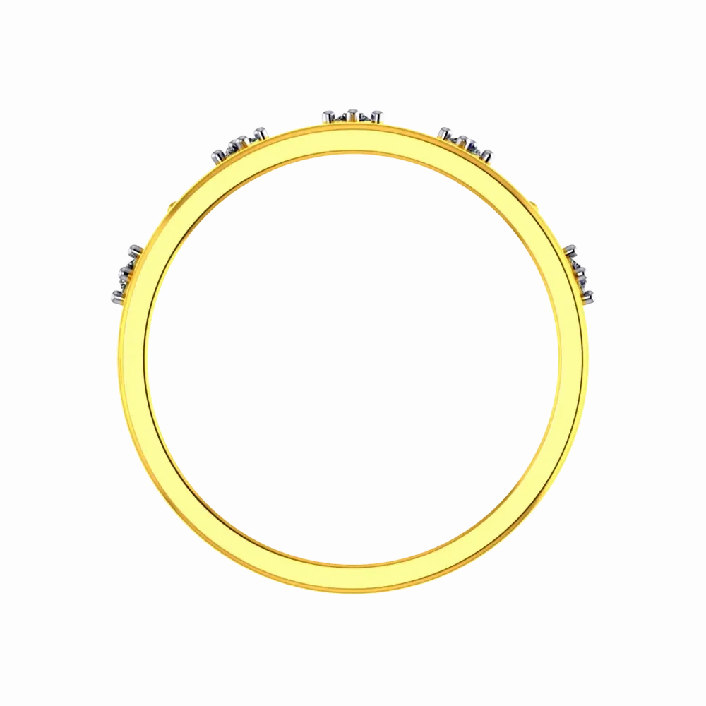 Crown-shaped 14k Gold Ring With Hearts And American Diamonds